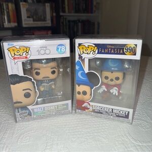 Funko PoP Set of 2 Fantasia Sorcerer Mickey #990  & Icons Walt Disney #78